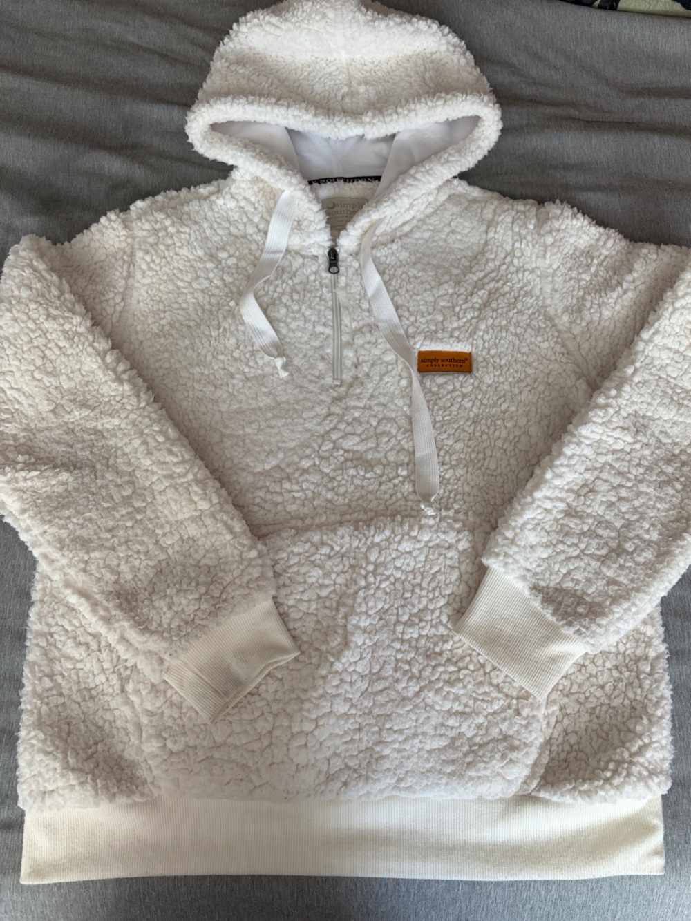 Sherpa Hooded Pullover Jacket - White